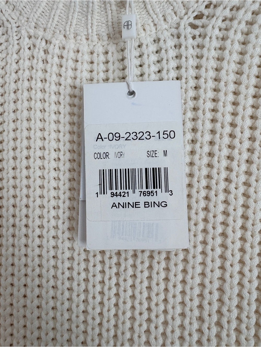 NWT Anine Bing Cable Knit Olivier Sweater in Ivory - Picture 10 of 12